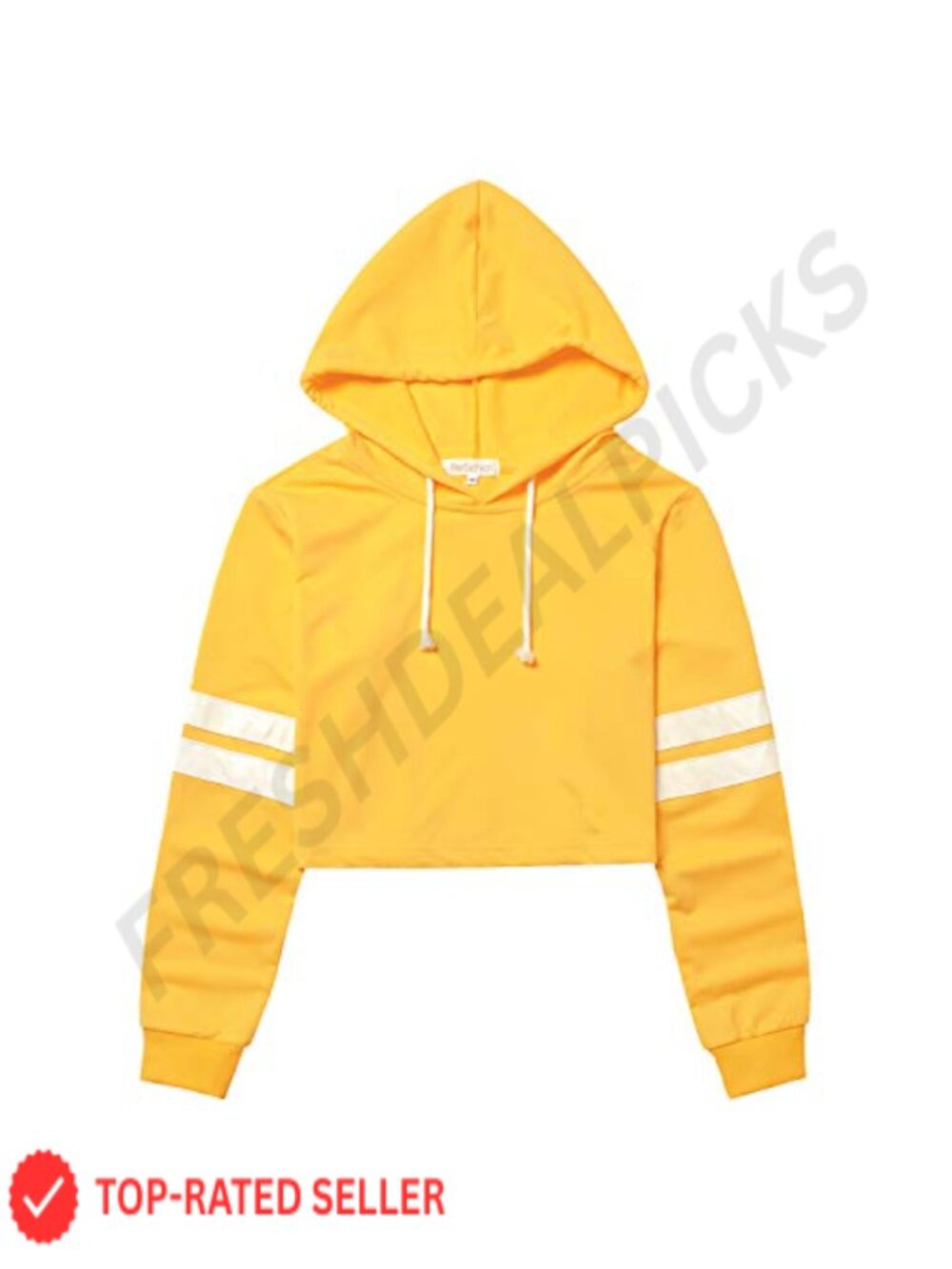Women's Cropped Hoodie Long Sleeve Pullover Striped Casual Sweatshirt
